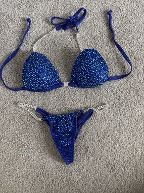 Blue Sequin Bikini Set
